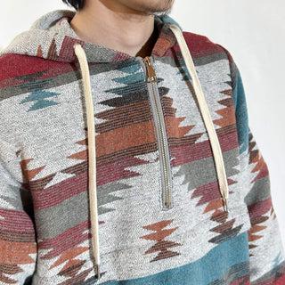 00's ネイティブ ドローコード ハーフジップ ジャガード パーカ