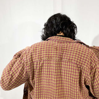 90's～ THE TERRITORY AHEAD チェック パープル L/Sシャツ