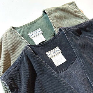 90's ARIZONA "SWITCHING" コーデュロイ×デニム ベスト (ブラック)