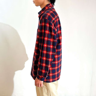 90's Dickies レッド×ネイビー チェック L/Sネルシャツ