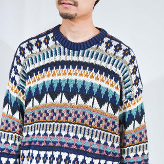 80's～ ETCHINGS 総柄 デザイン ニット