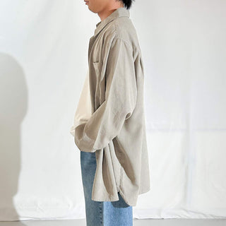 90's～00's レーヨン×ポリエステル チェック "比翼ボタンダウン" L/Sシャツ