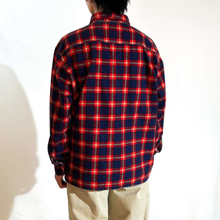 90's Dickies レッド×ネイビー チェック L/Sネルシャツ