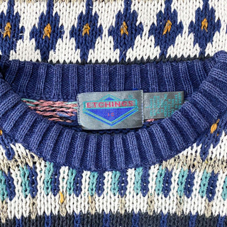 80's～ ETCHINGS 総柄 デザイン ニット