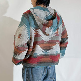 00's ネイティブ ドローコード ハーフジップ ジャガード パーカ