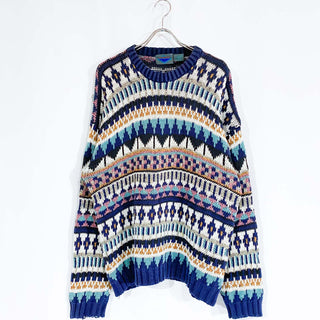 80's～ ETCHINGS 総柄 デザイン ニット