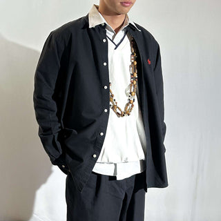 00's RALPH LAUREN "classic fit" ブラック ボタンダウン L/Sシャツ
