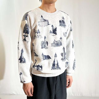 80's～90's "made in USA" JERZEES "MICHIGAN RAG" 総柄 スウェット シャツ