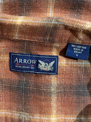 90's～ ARROW オレンジ シャドーチェック L/Sシャツ