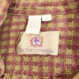 90's～ THE TERRITORY AHEAD チェック パープル L/Sシャツ