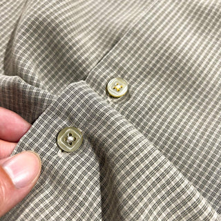 90's～00's レーヨン×ポリエステル チェック "比翼ボタンダウン" L/Sシャツ