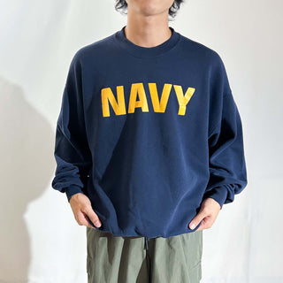 90's "made in USA" M.J.SOFFE "NAVY" プリント スウェット シャツ