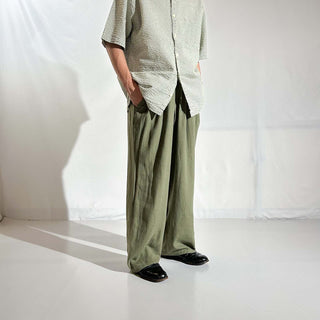 00's OLD NAVY リネン×レーヨン ワイド イージー パンツ (オリーブ)