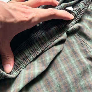 00's Quiksilver ドローコード チェック ワイド ショーツ