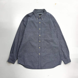 00's Eddie Bauer オックスフォード チェック ボタンダウン L/Sシャツ(ブルー)