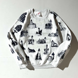 80's～90's "made in USA" JERZEES "MICHIGAN RAG" 総柄 スウェット シャツ