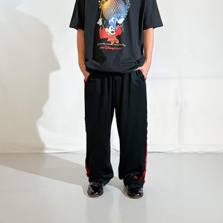 00's "made in USA" NIKE ブラック×レッド ドローコード ワイド トラック パンツ