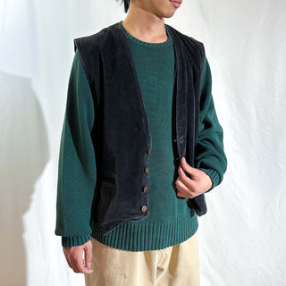 90's ARIZONA "SWITCHING" コーデュロイ×デニム ベスト (ブラック)