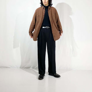 90's～ THE TERRITORY AHEAD チェック パープル L/Sシャツ