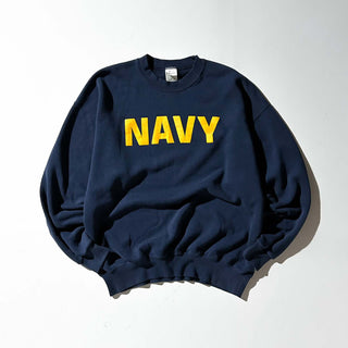 90's "made in USA" M.J.SOFFE "NAVY" プリント スウェット シャツ