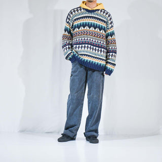 80's～ ETCHINGS 総柄 デザイン ニット