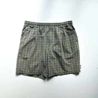 00's Quiksilver ドローコード チェック ワイド ショーツ