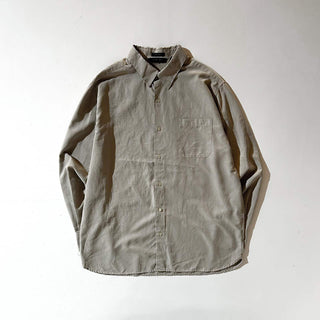 90's～00's レーヨン×ポリエステル チェック "比翼ボタンダウン" L/Sシャツ