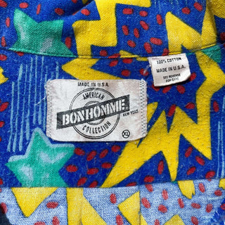 "made in USA" BONHOMME 総柄 シャモア L/Sオープンカラーシャツ
