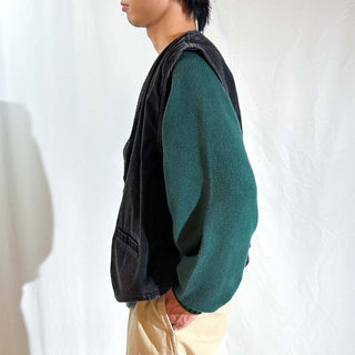 90's ARIZONA "SWITCHING" コーデュロイ×デニム ベスト (ブラック)