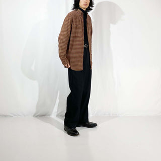 90's～ THE TERRITORY AHEAD チェック パープル L/Sシャツ