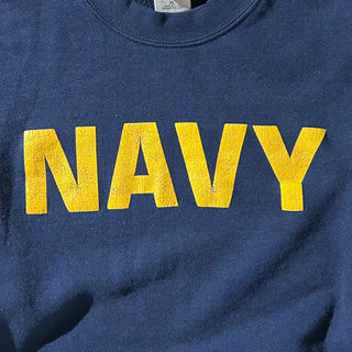 90's "made in USA" M.J.SOFFE "NAVY" プリント スウェット シャツ