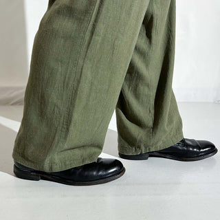 00's OLD NAVY リネン×レーヨン ワイド イージー パンツ (オリーブ)