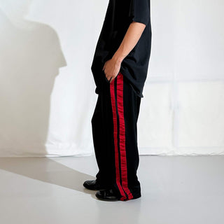00's "made in USA" NIKE ブラック×レッド ドローコード ワイド トラック パンツ