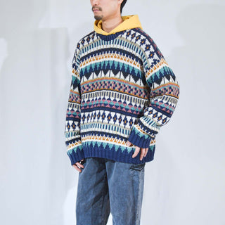 80's～ ETCHINGS 総柄 デザイン ニット