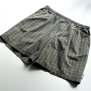 00's Quiksilver ドローコード チェック ワイド ショーツ