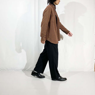 90's～ THE TERRITORY AHEAD チェック パープル L/Sシャツ