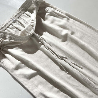 00's OLD NAVY リネン×レーヨン ドローコード イージー パンツ(ベージュ)