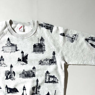 80's～90's "made in USA" JERZEES "MICHIGAN RAG" 総柄 スウェット シャツ