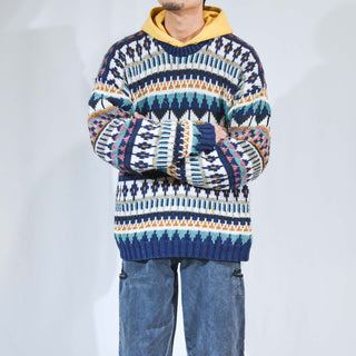 80's～ ETCHINGS 総柄 デザイン ニット