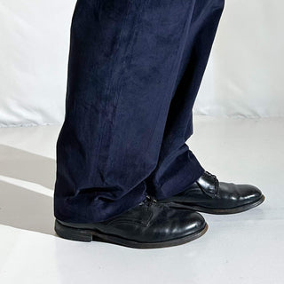 90's～ "deadstock" LANDS' END ２タック コーデュロイ パンツ (NAVY 32×30)