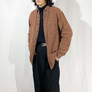 90's～ THE TERRITORY AHEAD チェック パープル L/Sシャツ