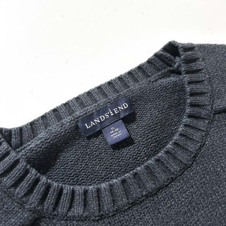 00's LANDS' END 無地 ドリフター ニット セーター (ダークグレー)