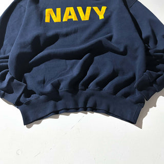 90's "made in USA" M.J.SOFFE "NAVY" プリント スウェット シャツ