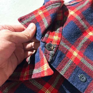 90's Dickies レッド×ネイビー チェック L/Sネルシャツ
