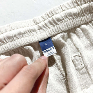 00's OLD NAVY リネン×レーヨン ドローコード イージー パンツ(ベージュ)