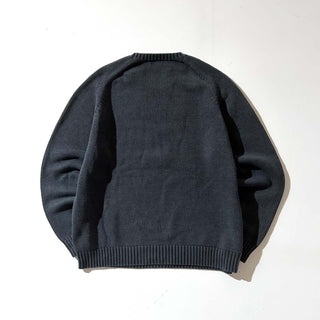 00's LANDS' END 無地 ドリフター ニット セーター (ダークグレー)