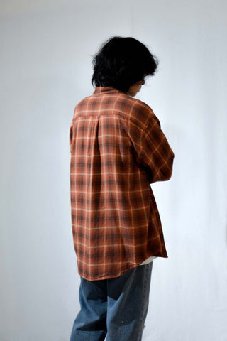 90's～ ARROW オレンジ シャドーチェック L/Sシャツ