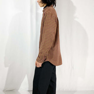 90's～ THE TERRITORY AHEAD チェック パープル L/Sシャツ