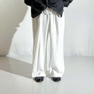 00's CATO リネン×レーヨン ドローコード ワイド イージー パンツ