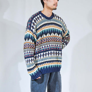 80's～ ETCHINGS 総柄 デザイン ニット